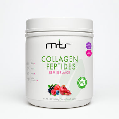 MPluss Collagen Peptides Powder jar β hydrolyzed collagen supplement for skin, joints, and hair health.